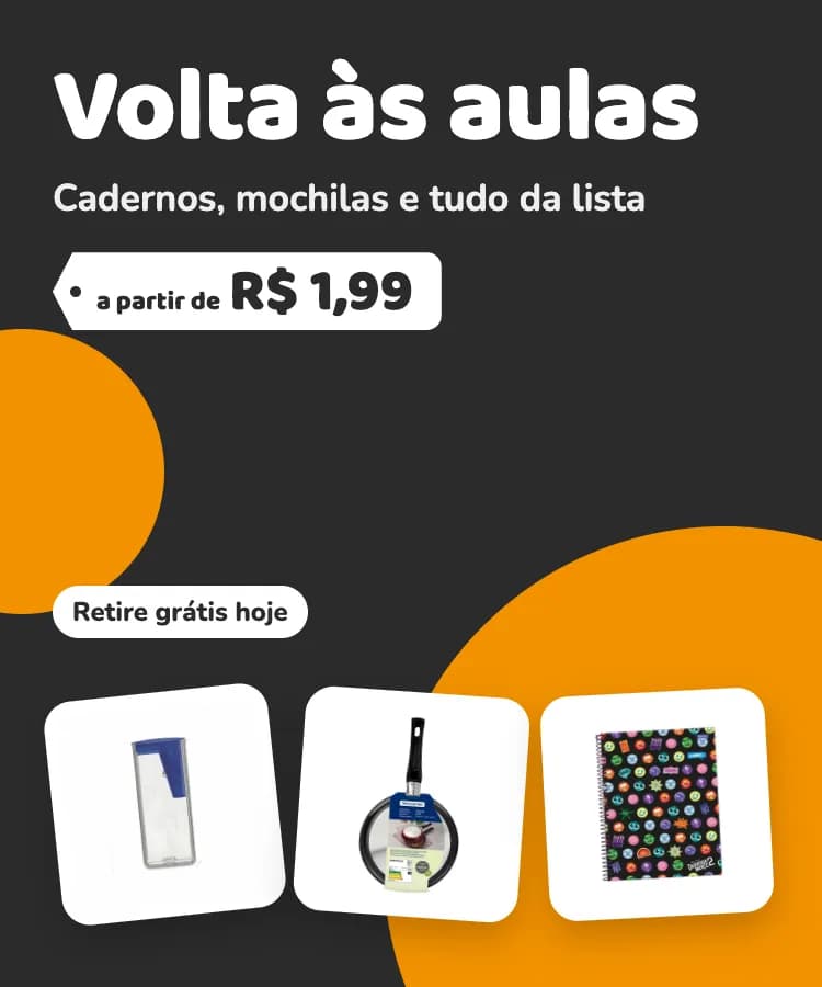 Volta às aulas: cadernos, mochilas e tudo da lista a partir de R$ 1,99. Ver papelaria