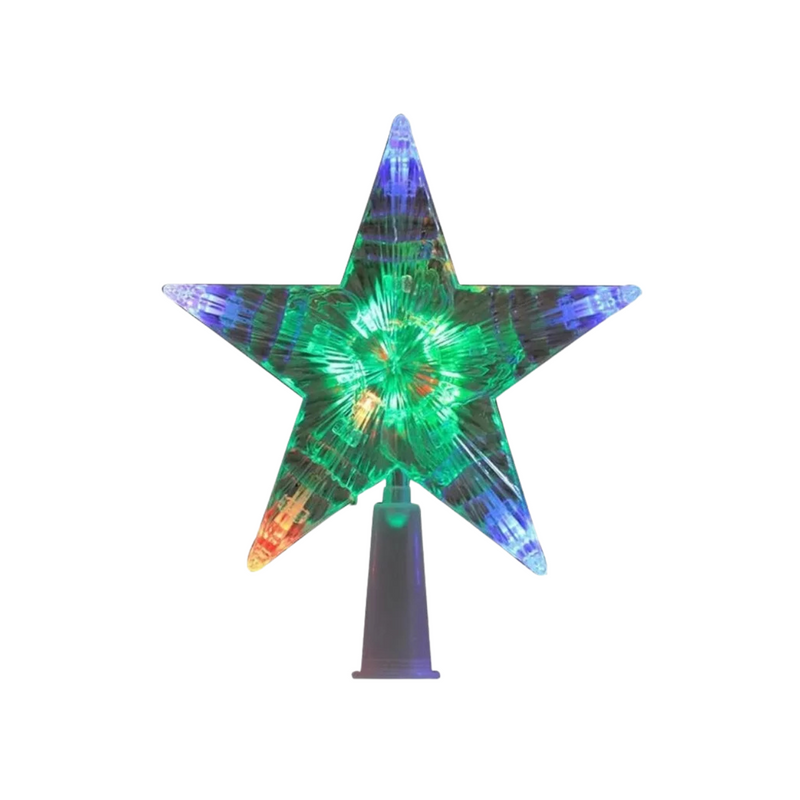 Estrela Ponteira Para Árvore De Natal com 10 LEDs Coloridos Bivolt