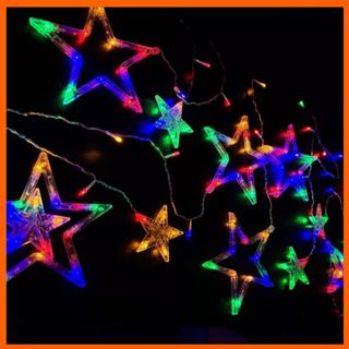 Cascata de Estrelas LED RGB 2,50m - 8 Funções, Pisca-Pisca Colorido para Decoração Natalina 110V